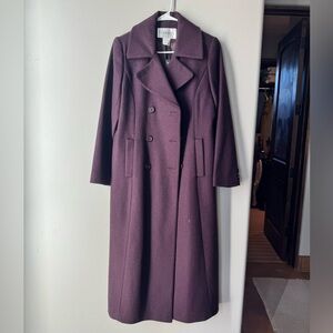 Vintage Wool Maxi Coat Plum Long Double Breasted 4 Classic Preppy Academia Cozy